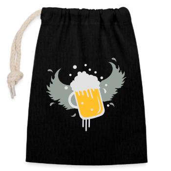 Beer glass with wings for Beer Festival visitors. - Closable cotton gift bag (14x20cm) - black - Front