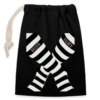 relax and enjoy - Sac cadeau en coton avec cordon (14 x 20 cm) - noir - Devant