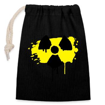 radio active sign as graffiti - Closable cotton gift bag (14x20cm) - black - Front
