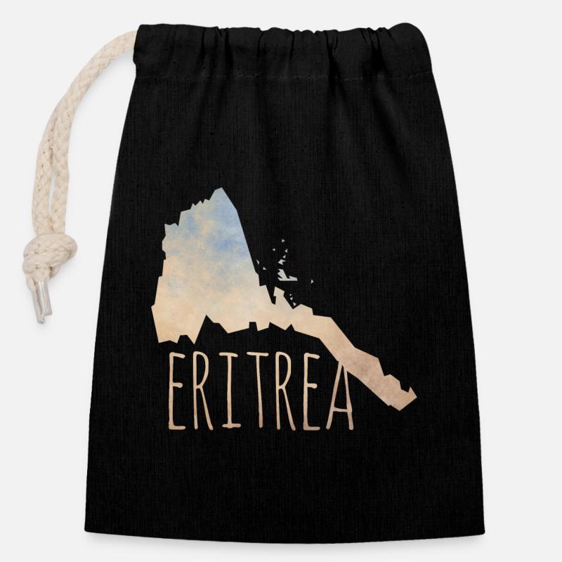 Eritrea - Verschließbarer Geschenkbeutel aus Baumwolle (14x20cm) - Schwarz