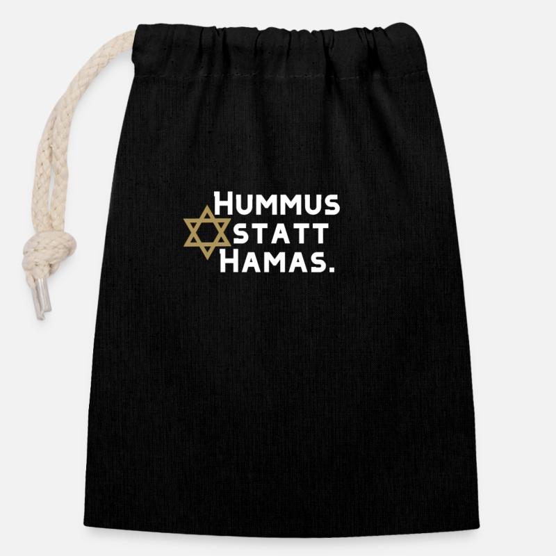 Hummus statt Hamas. - Closable cotton gift bag (14x20cm) - black
