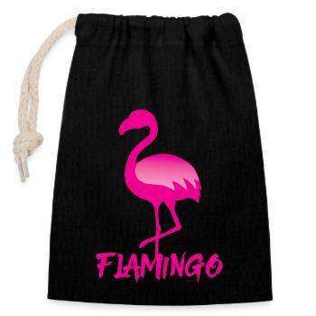 Flamingo in pink - Closable cotton gift bag (14x20cm) - black - Front