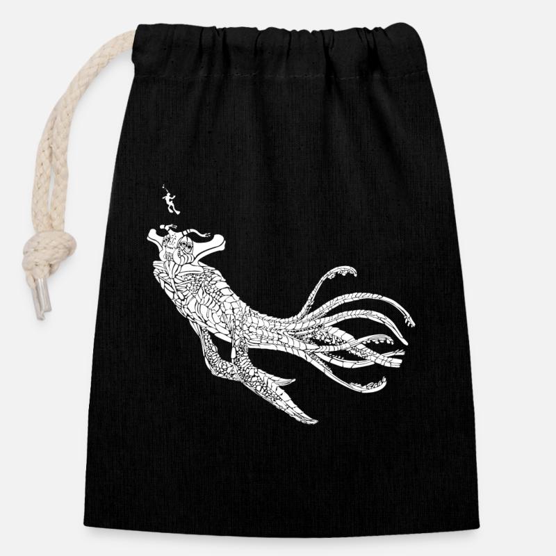 Sea Emperor Transparent Graphic - Closable cotton gift bag (14x20cm) - black