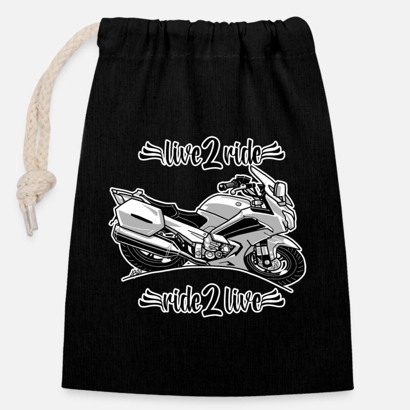 0964 live 2 ride ride 2 live - Sac cadeau en coton avec cordon (14 x 20 cm) - noir