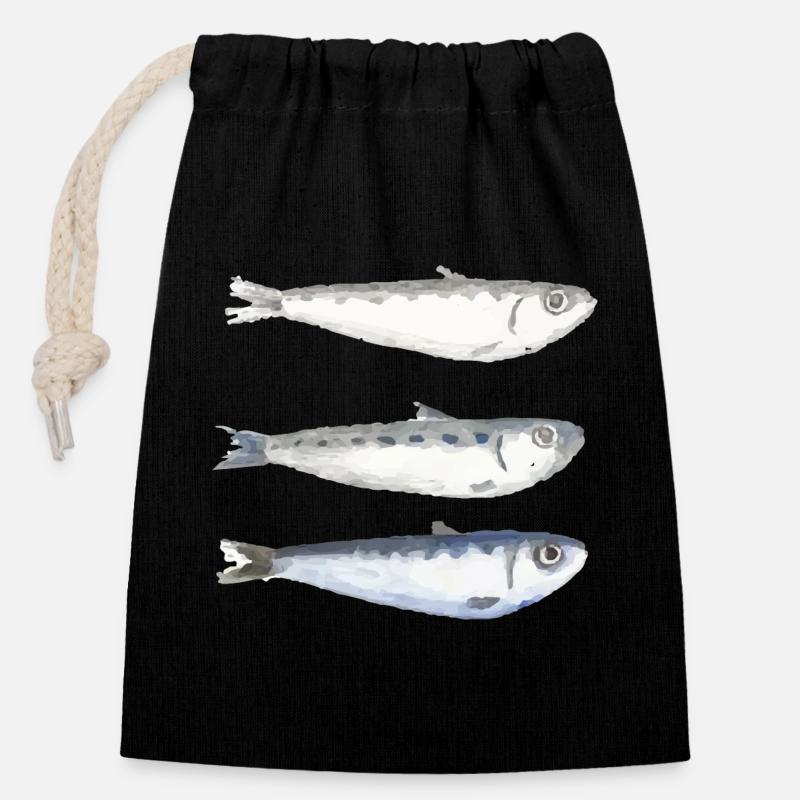 sardine - Closable cotton gift bag (14x20cm) - black