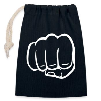 Fist clenched fist fist bump cool logo icon - Closable cotton gift bag (14x20cm) - navy - Front
