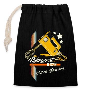 DDR KULT Rührgerät RG28 Ostalgie Retro - Verschließbarer Geschenkbeutel aus Baumwolle (14x20cm) - Schwarz - Vorne