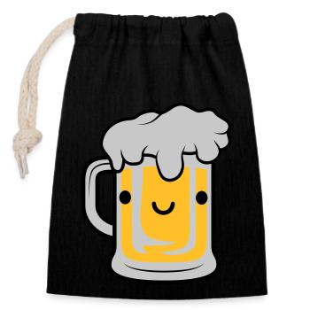 Sweet beer face - Closable cotton gift bag (14x20cm) - black - Front