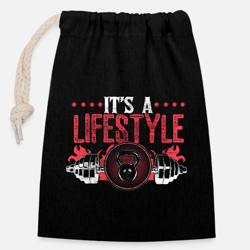 Krafttraining Fitness Trainer Geschenkidee - Verschließbarer Geschenkbeutel aus Baumwolle (14x20cm) - Schwarz