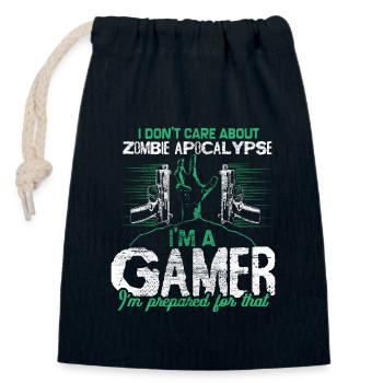 Zombie Apocalypse Virus Funny - Closable cotton gift bag (14x20cm) - navy - Front