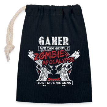 Zombie Apocalypse Gamer Monster - Closable cotton gift bag (14x20cm) - navy - Front