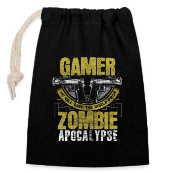 Zombie Apocalypse Virus Funny Gift - Closable cotton gift bag (14x20cm) - black - Front