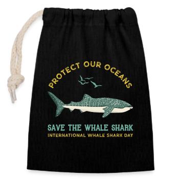 Save The Whale Sharks - Protect Our Oceans - Closable cotton gift bag (14x20cm) - black - Front