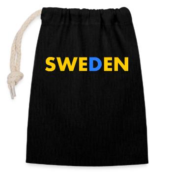 Suède - Sac cadeau en coton avec cordon (14 x 20 cm) - noir - Devant