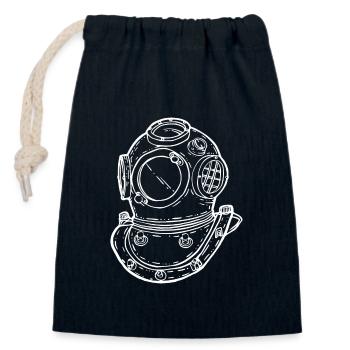 Vintage Taucherhelm Leidenschaft Unterwasserwelt - Verschließbarer Geschenkbeutel aus Baumwolle (14x20cm) - Navy - Vorne