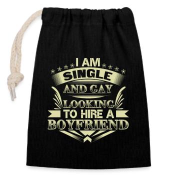 Gay Single LGBT+ Homo Gift - Closable cotton gift bag (14x20cm) - black - Front