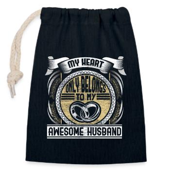 Ehe Heirat - Verschließbarer Geschenkbeutel aus Baumwolle (14x20cm) - Navy - Vorne