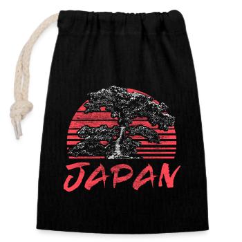 Japon Sakura Lieu de naissance Cadeau - Sac cadeau en coton avec cordon (14 x 20 cm) - noir - Devant