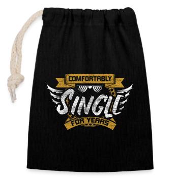 Single Independence Relationship - Closable cotton gift bag (14x20cm) - black - Front