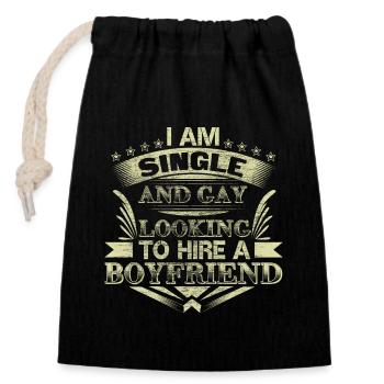 Gay Single Queer Homo Gift Idea - Closable cotton gift bag (14x20cm) - black - Front