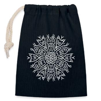 Mandala Flower Lines Abstract Shape Pattern - Closable cotton gift bag (14x20cm) - navy - Front