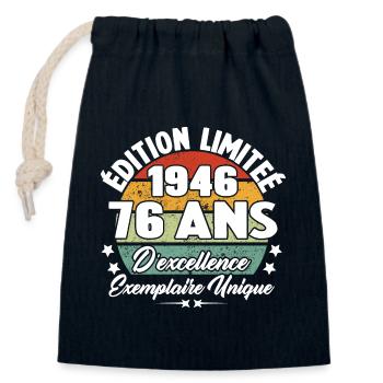 Cadeau 76 ans d'excellence / Édition limitée 1946 - Sac cadeau en coton avec cordon (14 x 20 cm) - bleu marine - Devant