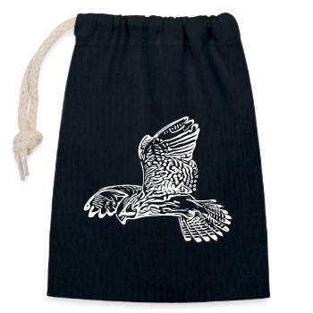 Elegant falcon with wings in vibrating flight - Closable cotton gift bag (14x20cm) - navy - Front