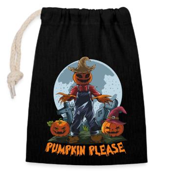 Halloween Citrouille Horreur - Sac cadeau en coton avec cordon (14 x 20 cm) - noir - Devant