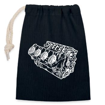 Motorblock Zylinder Auto Hubraum Fan - Verschließbarer Geschenkbeutel aus Baumwolle (14x20cm) - Navy - Vorne