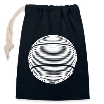 Geometrische Planeten Kugel mit Streifen - Verschließbarer Geschenkbeutel aus Baumwolle (14x20cm) - Navy - Vorne