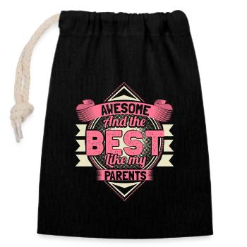 Daughter parents - Closable cotton gift bag (14x20cm) - black - Front