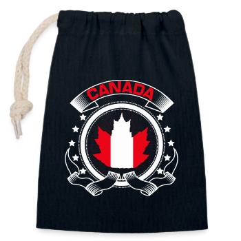 Idée cadeau du drapeau canadien du Canada - Sac cadeau en coton avec cordon (14 x 20 cm) - bleu marine - Devant
