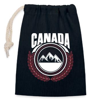 Idée cadeau du pays de naissance de l’érable Canada - Sac cadeau en coton avec cordon (14 x 20 cm) - bleu marine - Devant