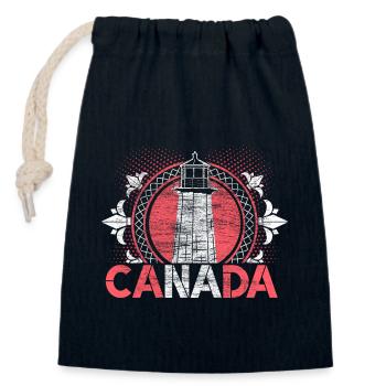 Origine de la neige au Canada - Sac cadeau en coton avec cordon (14 x 20 cm) - bleu marine - Devant