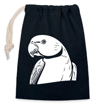 Perruche à collier Portrait Vintage Perroquet Dessin - Sac cadeau en coton avec cordon (14 x 20 cm) - bleu marine - Devant
