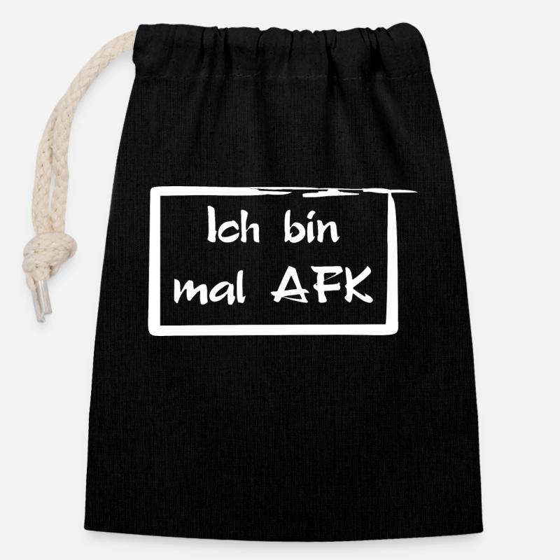 Ich bin mal AFK - Verschließbarer Geschenkbeutel aus Baumwolle (14x20cm) - Schwarz