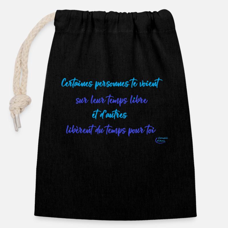 17 - Libère du temps - Sac cadeau en coton avec cordon (14 x 20 cm) - noir