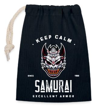 keep calm samurai since 1988 excellent armor - Closable cotton gift bag (14x20cm) - navy - Front