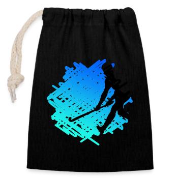 Articles de fans de hockey sur gazon « Blue Hockey-art » - Sac cadeau en coton avec cordon (14 x 20 cm) - noir - Devant