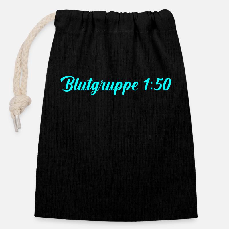 Blutgruppe 1:50 - Verschließbarer Geschenkbeutel aus Baumwolle (14x20cm) - Schwarz