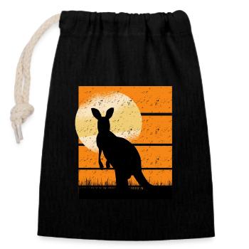 Cangourou dans Sunset rétro - Sac cadeau en coton avec cordon (14 x 20 cm) - noir - Devant
