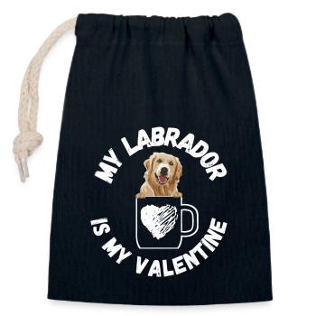 Mein Labrador ist mein Valentinstag - Verschließbarer Geschenkbeutel aus Baumwolle (14x20cm) - Navy - Vorne