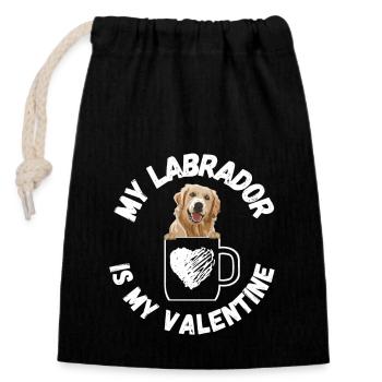 Mon Labrador est mon Valentin - Sac cadeau en coton avec cordon (14 x 20 cm) - noir - Devant