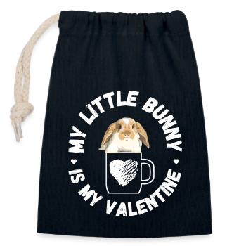Mon petit lapin est mon Valentin - Sac cadeau en coton avec cordon (14 x 20 cm) - bleu marine - Devant