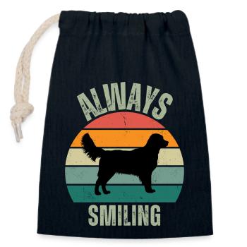 ALWAYS SMILING - Closable cotton gift bag (14x20cm) - navy - Front