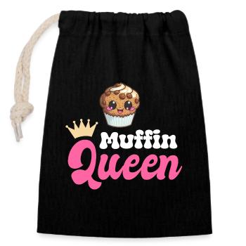Muffin Backen Bäckerin - Verschließbarer Geschenkbeutel aus Baumwolle (14x20cm) - Schwarz - Vorne