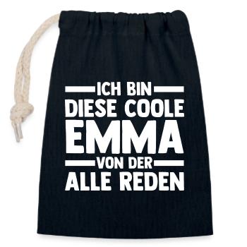 Vorname Emma - Verschließbarer Geschenkbeutel aus Baumwolle (14x20cm) - Navy - Vorne