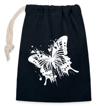 Élégant papillon à l’encre vintage - Sac cadeau en coton avec cordon (14 x 20 cm) - bleu marine - Devant
