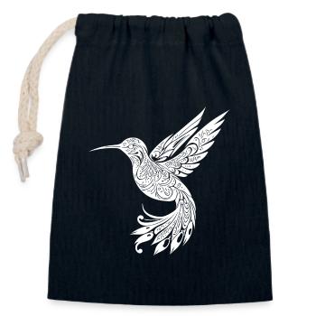 Exotischer schwebender Kolibri tribal Schwingen - Verschließbarer Geschenkbeutel aus Baumwolle (14x20cm) - Navy - Vorne