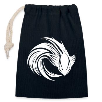 Wild Fighting Fish Tattoo Portrait - Closable cotton gift bag (14x20cm) - navy - Front